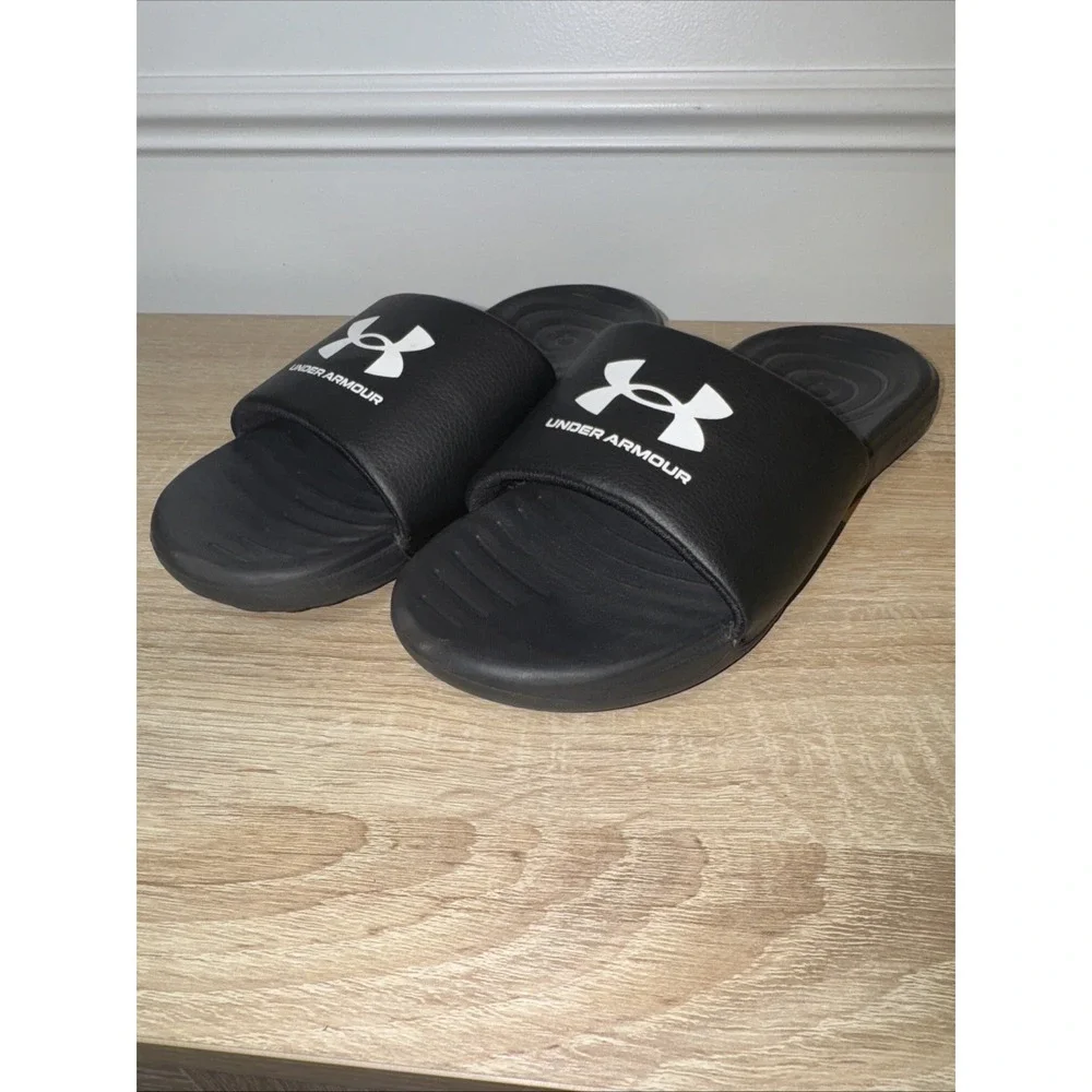 Under Armour men's UA Ansa fixed Black slides 3023761-004‎ Size 7